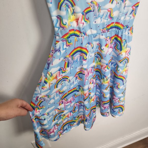 Lisa Frank Rainbow Unicorn Skater Dress Pastel Goth - Picture 5 of 9